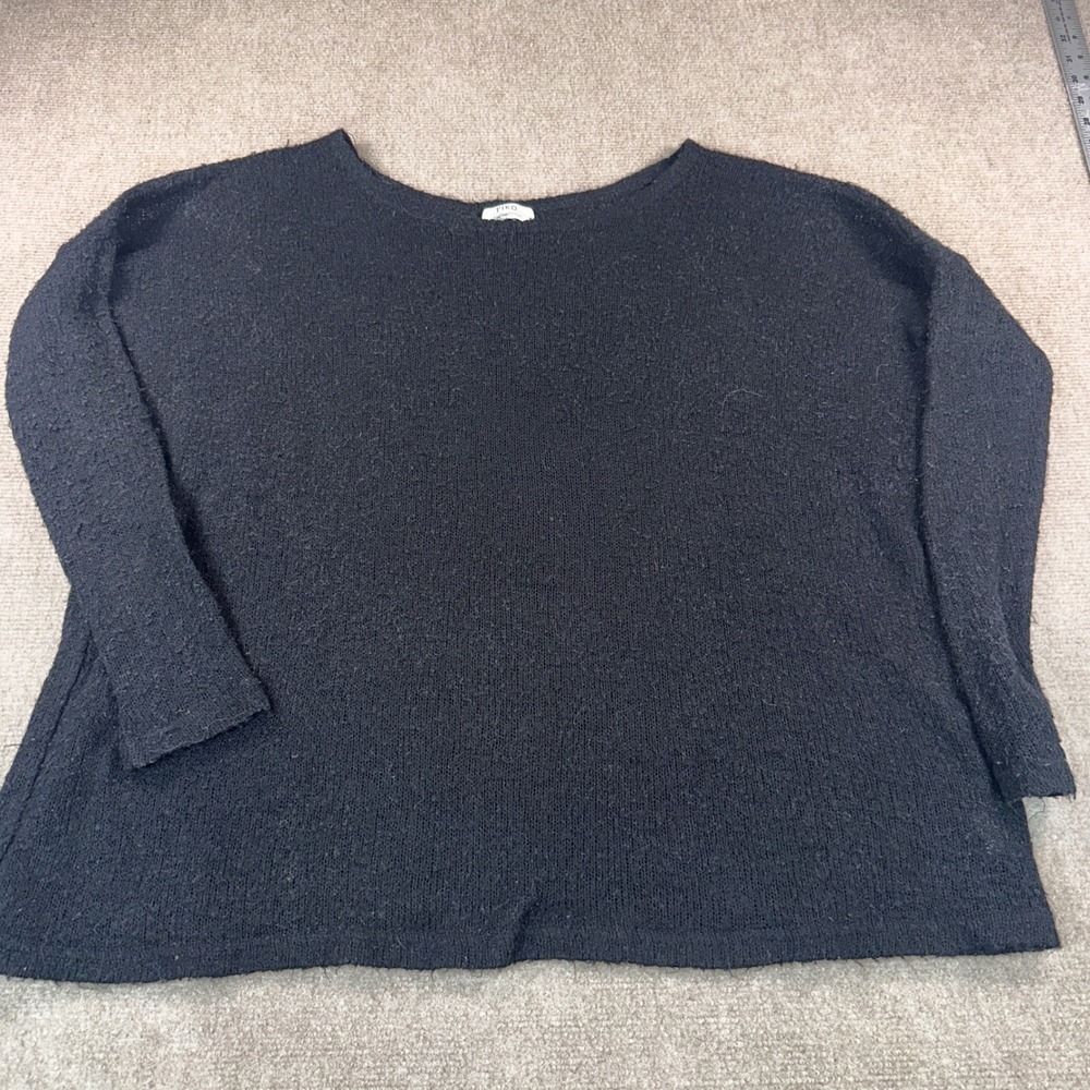 Piko Envi Free Fashion Black Knit Oversized Boat Neck Sweater Pullover Top